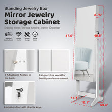 Load image into Gallery viewer, 59" Full Length Dressing Mirror Jewelry Cabinet Free Standing Armoire Lockable Storage Box Organizer with Removable Boxes & Keys (Gray)