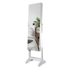 Load image into Gallery viewer, 59" Full Length Dressing Mirror Jewelry Cabinet Free Standing Armoire Lockable Storage Box Organizer with Removable Boxes & Keys (Gray)