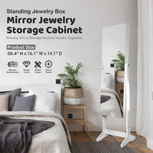 Load image into Gallery viewer, 59" Full Length Dressing Mirror Jewelry Cabinet Free Standing Armoire Lockable Storage Box Organizer with Removable Boxes & Keys (Gray)