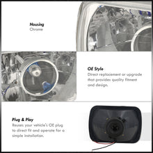 Load image into Gallery viewer, Universal 7x6" Rectangular Diamond Cut Projector Headlights Chrome Housing Clear Len