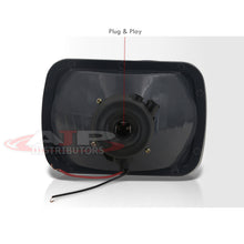 Load image into Gallery viewer, Universal 7x6" Rectangular Diamond Cut Projector Headlights Chrome Housing Clear Len