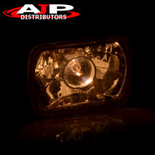 Load image into Gallery viewer, Universal 7x6" Rectangular Diamond Cut Projector Headlights Chrome Housing Clear Len