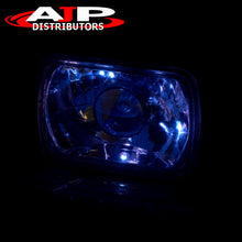 Load image into Gallery viewer, Universal 7x6" Rectangular Diamond Cut Projector Headlights Chrome Housing Clear Len