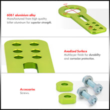 Load image into Gallery viewer, AJP Distributors Upgrade Light Weight T6061 Billet Aluminum Front Bumper Chassis 10mm Tow Towing Hook Ring Kit Anodized Lime Green for Universal Car Auto Trailer Track Drift Trailer