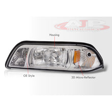 Load image into Gallery viewer, Ford Mustang 1987-1993 1 Piece Style Headlights + Corners Chrome Housing Clear Len Amber Reflector