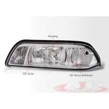 Load image into Gallery viewer, Ford Mustang 1987-1993 1 Piece Style Headlights + Corners Chrome Housing Clear Len Clear Reflector