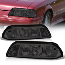 Load image into Gallery viewer, Ford Mustang 1987-1993 1 Piece Style Headlights + Corners Chrome Housing Smoke Len Clear Reflector