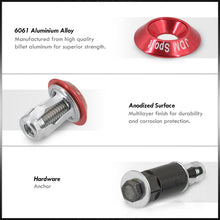 Load image into Gallery viewer, JDM Sport Universal M6 Anchor Type Fender Washer Kit Red (6 Piece Per Pack)