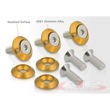 Load image into Gallery viewer, AJP Distributors Upgrade Universal JDM Sport 6-Piece M6 X 20mm T-6061 CNC Billet Aluminum Engine Bay Dress Up Fender Washer Hex Screw Bolt Nut Bumper Fastener Kit Set Anodized Gold