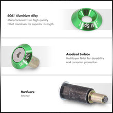 Load image into Gallery viewer, JDM Sport Fender Washer M6 Rivet Type Fasteners Green (6 Piece Per Pack)