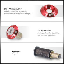 Load image into Gallery viewer, JDM Sport Fender Washer M6 Rivet Type Fasteners Red (6 Piece Per Pack)