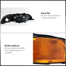 Load image into Gallery viewer, Honda Civic Sedan 1992-1995 1 Piece Style Headlights + Corners Black Housing Clear Len Amber Reflector
