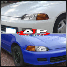 Load image into Gallery viewer, Honda Civic Sedan 1992-1995 1 Piece Style Headlights + Corners Chrome Housing Clear Len Amber Reflector