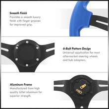 Load image into Gallery viewer, Universal 350mm Heavy Duty Aluminum Steering Wheel Black Center Blue