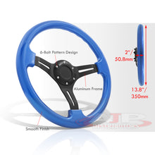Load image into Gallery viewer, Universal 350mm Heavy Duty Aluminum Steering Wheel Black Center Blue