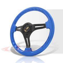 Load image into Gallery viewer, Universal 350mm Heavy Duty Aluminum Steering Wheel Black Center Blue