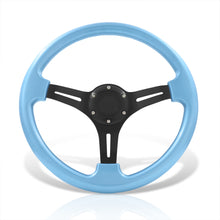 Load image into Gallery viewer, Universal 350mm Heavy Duty Aluminum Steering Wheel Black Center Sky Blue