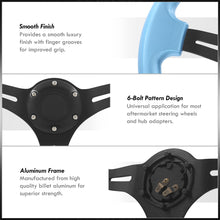 Load image into Gallery viewer, Universal 350mm Heavy Duty Aluminum Steering Wheel Black Center Sky Blue