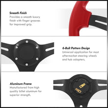 Load image into Gallery viewer, Universal 350mm Heavy Duty Aluminum Steering Wheel Black Center Red