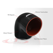 Load image into Gallery viewer, 3.5" to 3.75" 90 Degree Reducer Silicone Coupler Black