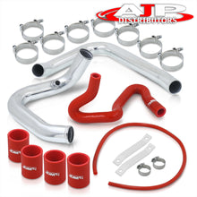 Load image into Gallery viewer, Audi A4 B5 1996-2001 / Volkswagen Passat B5 1998-2001 1.8T Bolt-On Aluminum Polished Piping Kit + Red Couplers
