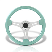 Load image into Gallery viewer, Universal 350mm Heavy Duty Steel Steering Wheel Polished Center Mint Green