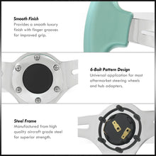 Load image into Gallery viewer, Universal 350mm Heavy Duty Steel Steering Wheel Polished Center Mint Green