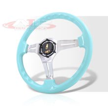 Load image into Gallery viewer, Universal 350mm Heavy Duty Steel Steering Wheel Polished Center Teal