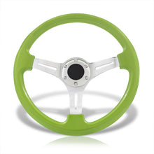 Load image into Gallery viewer, Universal 350mm Heavy Duty Steel Steering Wheel Polished Center Lime Green