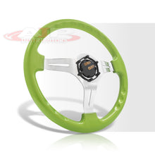 Load image into Gallery viewer, Universal 350mm Heavy Duty Steel Steering Wheel Polished Center Lime Green