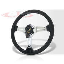 Load image into Gallery viewer, Universal 350mm Heavy Duty Steel Steering Wheel Polished Center Black