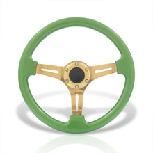 Load image into Gallery viewer, Universal 350mm Heavy Duty Steel Steering Wheel Gold Center Metallic Green
