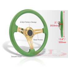 Load image into Gallery viewer, Universal 350mm Heavy Duty Steel Steering Wheel Gold Center Metallic Green