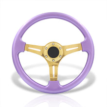 Load image into Gallery viewer, Universal 350mm Heavy Duty Steel Steering Wheel Gold Center Metallic Purple