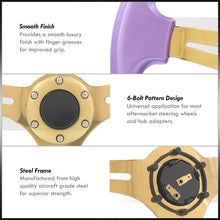 Load image into Gallery viewer, Universal 350mm Heavy Duty Steel Steering Wheel Gold Center Metallic Purple