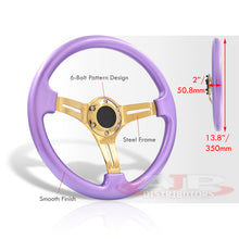 Load image into Gallery viewer, Universal 350mm Heavy Duty Steel Steering Wheel Gold Center Metallic Purple