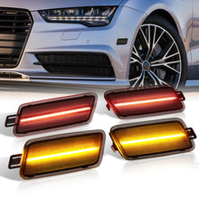 Load image into Gallery viewer, Audi A7 2012-2018 4 Piece Front Amber & Rear Red LED Side Marker Lights Smoke Len