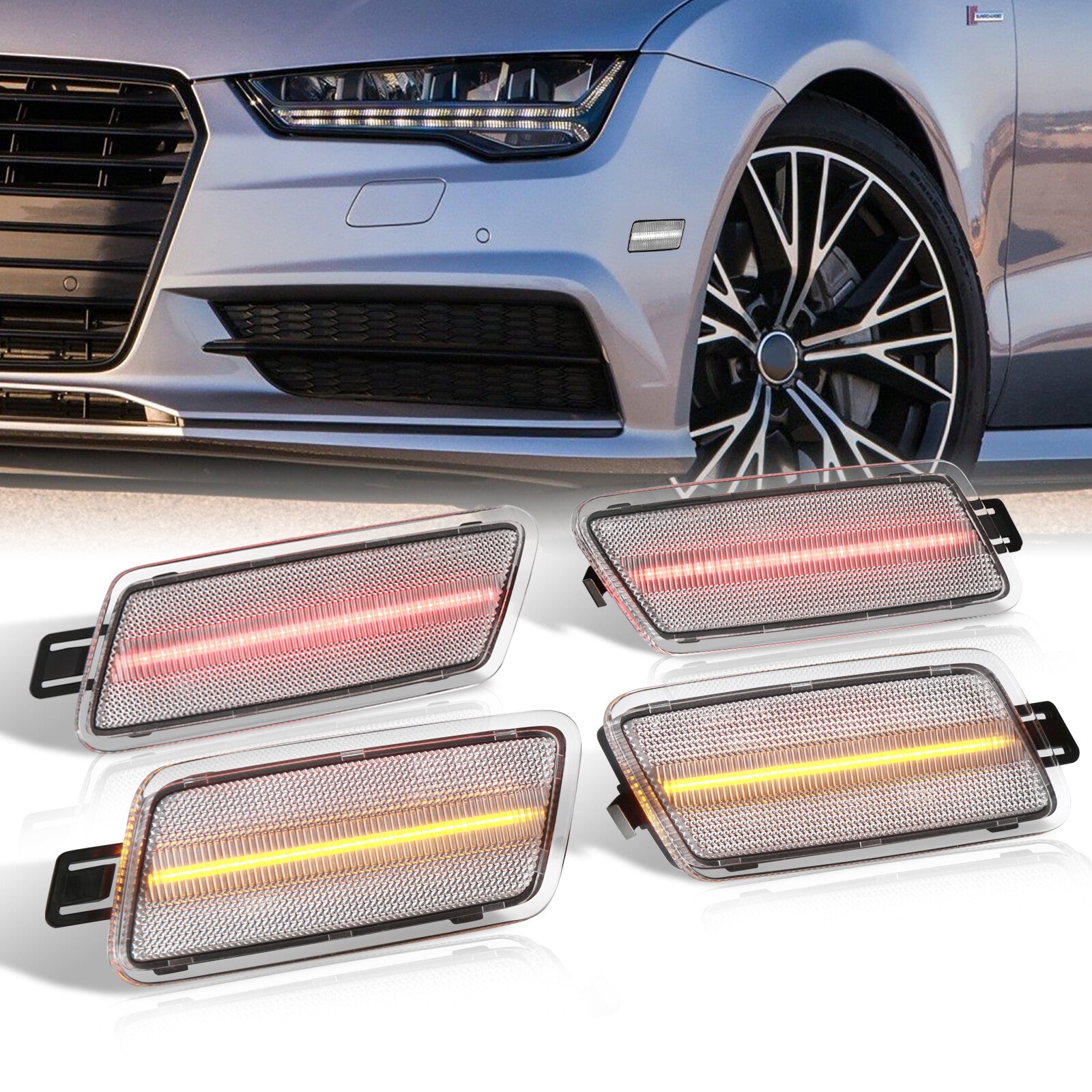 bleg bytte rundt Hvile Audi A7 2012-2018 4 Piece Front Amber & Rear Red LED Side Marker Light –  AJP Distributors