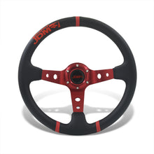 Load image into Gallery viewer, JDM Sport Universal 350mm PVC Leather Deep Dish Style Aluminum Steering Wheel Black Center with Red 3 Pin Stripes
