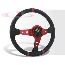 Load image into Gallery viewer, JDM Sport Universal 350mm PVC Leather Deep Dish Style Aluminum Steering Wheel Black Center with Red 3 Pin Stripes
