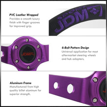Load image into Gallery viewer, JDM Sport Universal 350mm PVC Leather Deep Dish Style Aluminum Steering Wheel Black Center with Purple 3 Pin Stripes