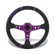 Load image into Gallery viewer, JDM Sport Universal 350mm PVC Leather Deep Dish Style Aluminum Steering Wheel Black Center with Blue 4 Pin Stripes