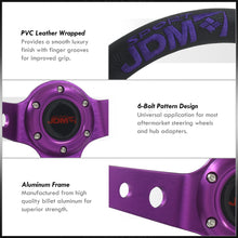 Load image into Gallery viewer, JDM Sport Universal 350mm PVC Leather Deep Dish Style Aluminum Steering Wheel Black Center with Blue 4 Pin Stripes