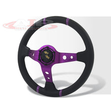 Load image into Gallery viewer, JDM Sport Universal 350mm PVC Leather Deep Dish Style Aluminum Steering Wheel Black Center with Blue 4 Pin Stripes