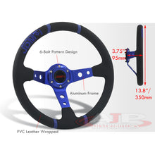 Load image into Gallery viewer, JDM Sport Universal 350mm PVC Leather Deep Dish Style Aluminum Steering Wheel Black Center with Blue 4 Pin Stripes
