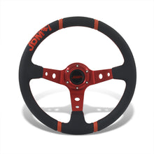 Load image into Gallery viewer, JDM Sport Universal 350mm PVC Leather Deep Dish Style Aluminum Steering Wheel Black Center with Red 4 Pin Stripes