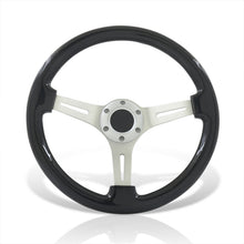 Load image into Gallery viewer, Universal 350mm Wood Grain Style Aluminum Steering Wheel Silver Center Black Wood