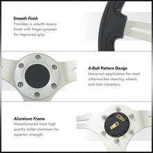 Load image into Gallery viewer, Universal 350mm Wood Grain Style Aluminum Steering Wheel Silver Center Black Wood
