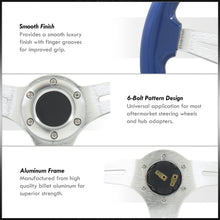 Load image into Gallery viewer, Universal 350mm Wood Grain Style Aluminum Steering Wheel Silver Center Blue Wood