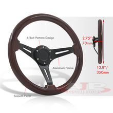 Load image into Gallery viewer, Universal 350mm Wood Grain Style Aluminum Steering Wheel Black Center Dark Wood